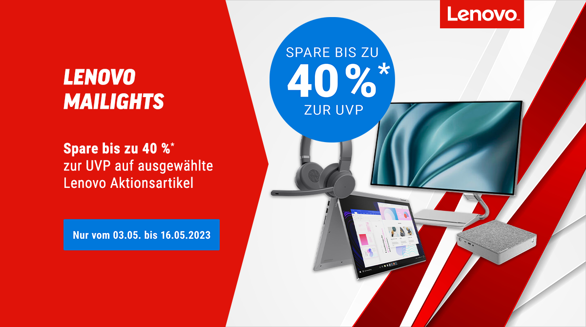 Spare bis zu 40% zur UVP bei den Lenovo Mailights