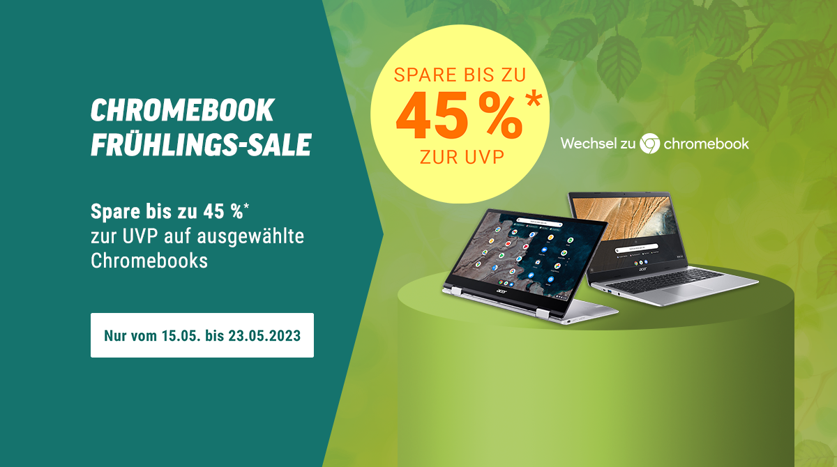 Spare bis zu 45% zur UVP beim Chromebook Frühlings-Sale