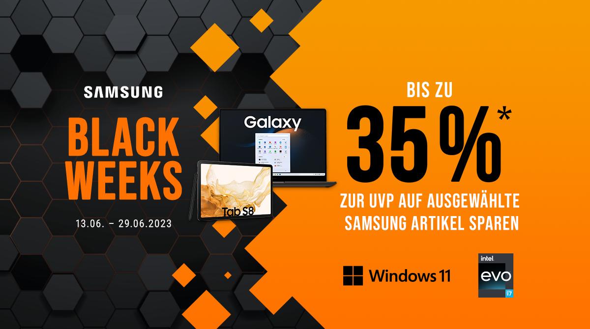 Black Weeks: Bis zu 35% Rabatt zur UVP auf ausgewählte Samsung-Tablets und -Notebooks