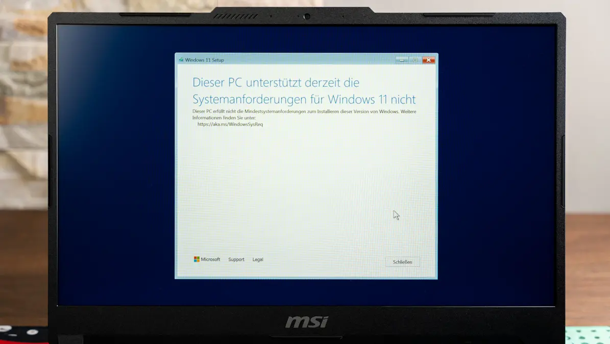 Windows 11: Dieser PC unterstützt die Systemanforderungen nicht