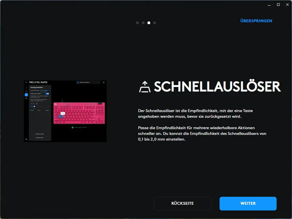 Screenshot Schnellauslöse Logitech Pro X TKL 