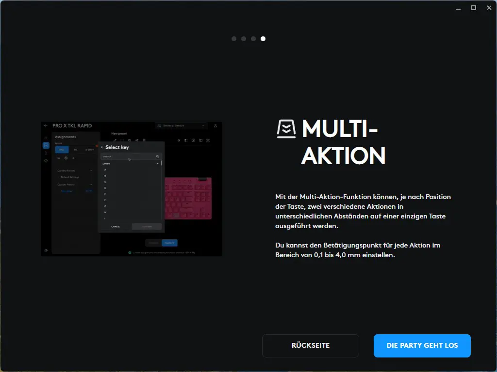 Screenshot Multiaktion Logitech Pro X TKL Software