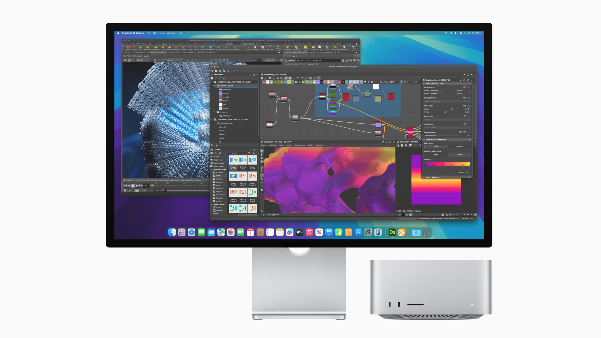 Mac Studio nehmen einem Apple-Monitor