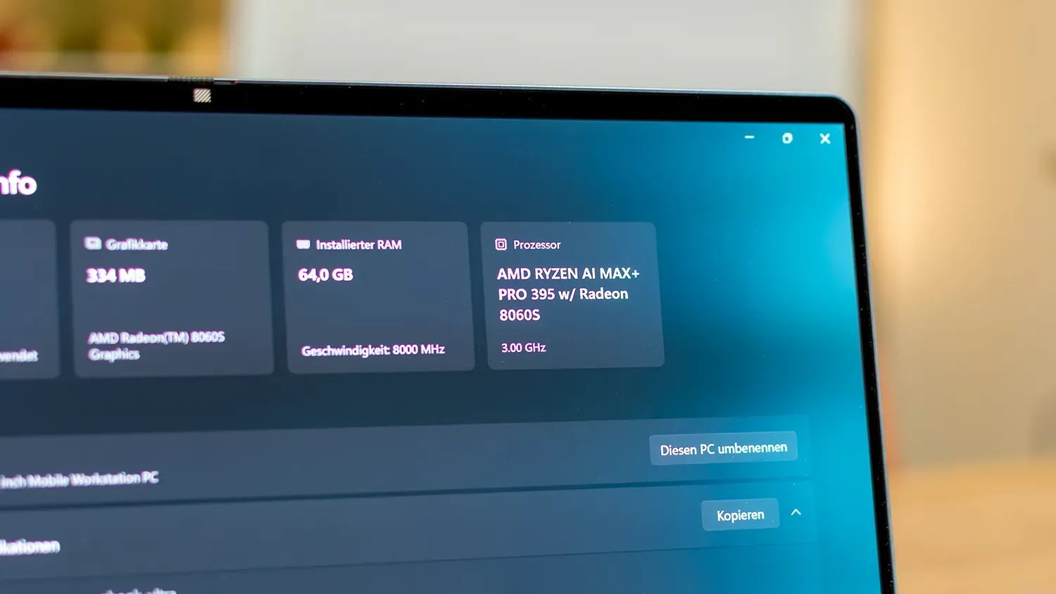 Informationen über die verbaute CPU