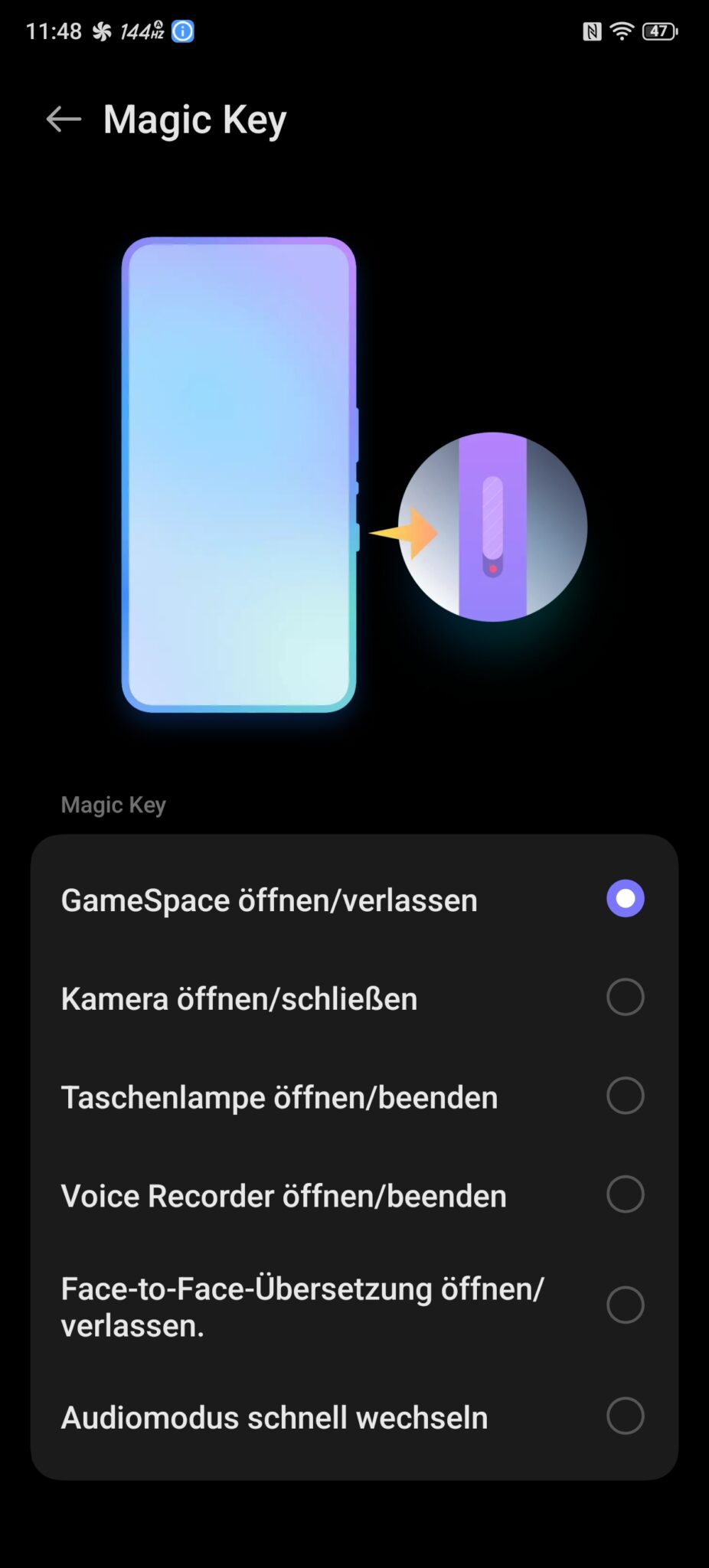 Screenshot Einrichtung Magic Key